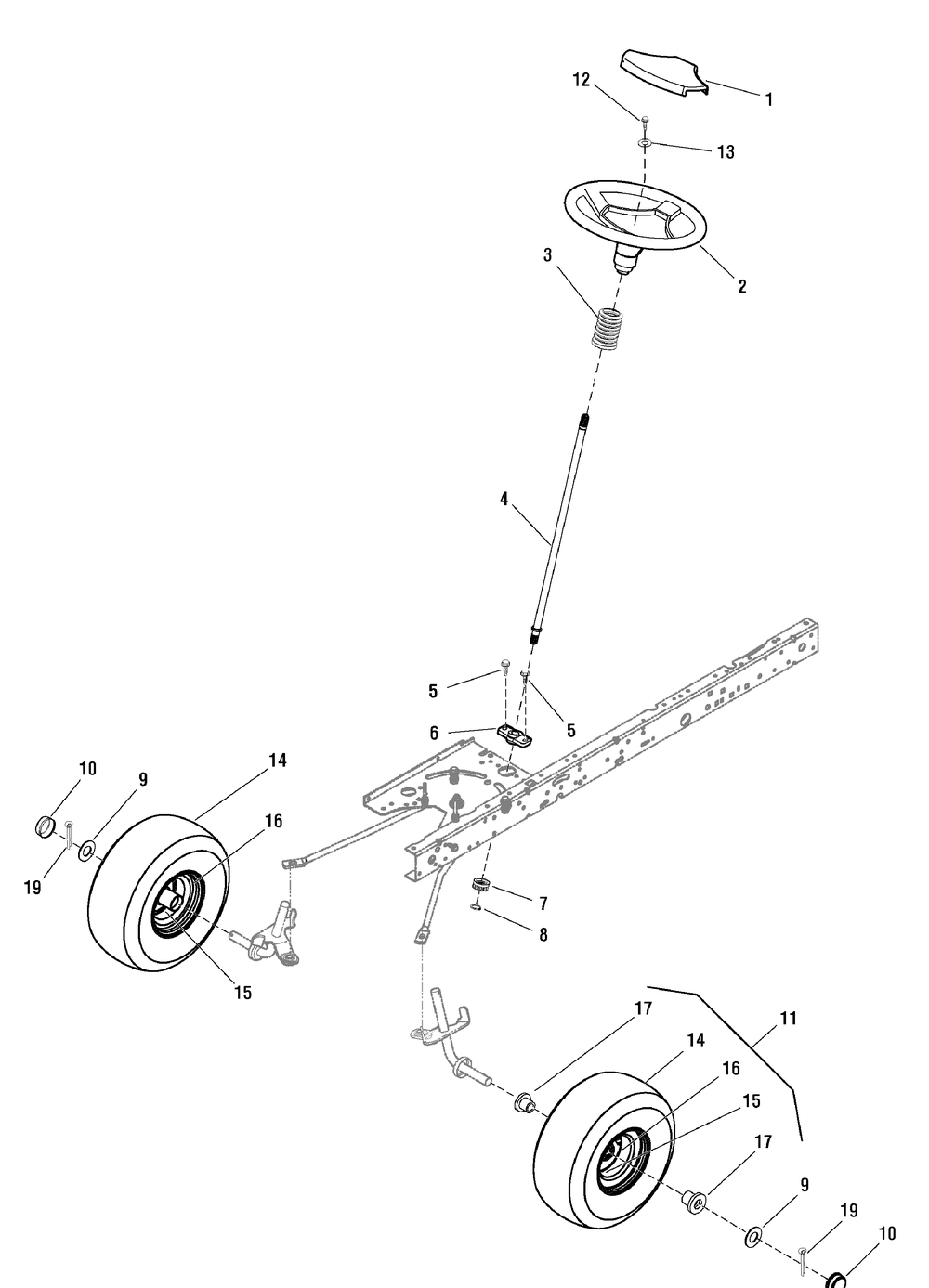 Steering Group (7500502) Diagram and Parts List for 7800162E-ELT155420 2010 Briggs and Stratton Lawn Tractor